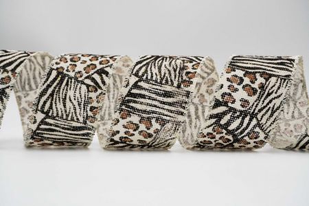 Leopard Print Wired Ribbon_KF6673GC-2-2_Ivoor